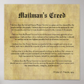Mailman's Creed Letter Carrier-cadeau Poster (Voorkant)