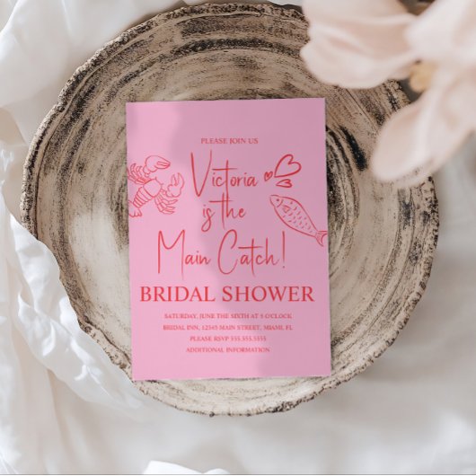 Main Catch Lobster Doodles Bridal Shower Kaart