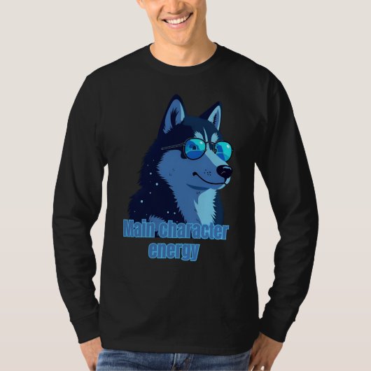 Main Character Energy – Husky with Shades T-Shirt  (Voorkant)