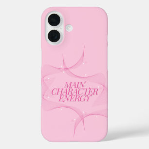 Main Character Energy Roze Citaat iPhone 16 Hoesje