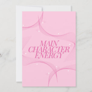 Main Character Energy Roze Citaat Kaart