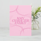 Main Character Energy Roze Citaat Kaart (Staand voorkant)