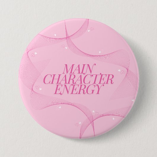 Main Character Energy Roze Citaat Ronde Button 7,6 Cm (Voorkant)