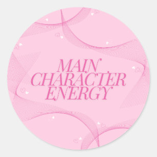 Main Character Energy Roze Citaat Ronde Sticker