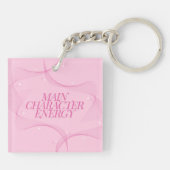 Main Character Energy Roze Citaat Sleutelhanger (Achterkant)