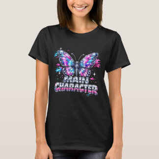 "Main Character" Kleurrijke Vlinder Vrouwen Zwart  T-shirt