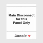 Main Disconnect For This Panel Only Sticker (Vel)