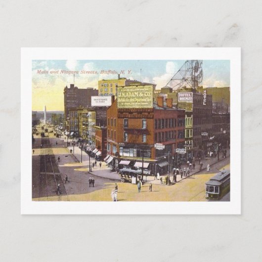 Main en Niagara Sts., Buffalo, Vintage van New Yor Briefkaart (Voorkant)