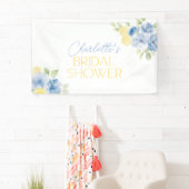 Main Squeeze Blauwe Bloem Citrus Bruiloft Feest Spandoek (Insitu)