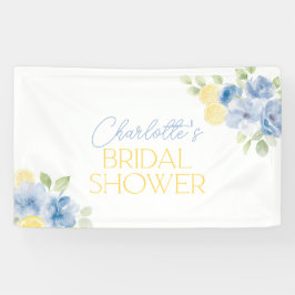 Main Squeeze Blauwe Bloem Citrus Bruiloft Feest  Spandoek