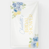 Main Squeeze Blauwe Bloem Citrus Bruiloft Feest Spandoek (Verticaal)