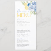 Main Squeeze Blauwe Bloemen Citroen Bruiloftsmenu Menu (Voorkant)