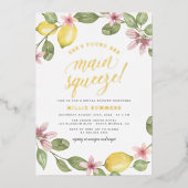 Main Squeeze Bloemenkrans Bruiloftsshower Folie Uitnodiging (Voorkant)