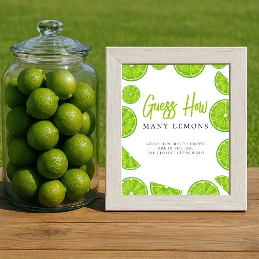 Main Squeeze Bridal Shower How many Lemons Sign Poster