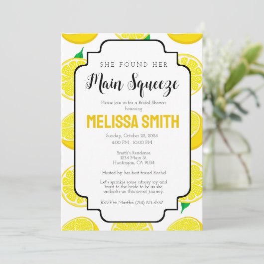 Main Squeeze Bridal Shower Invitation Sjabloon Kaart (Staand voorkant)