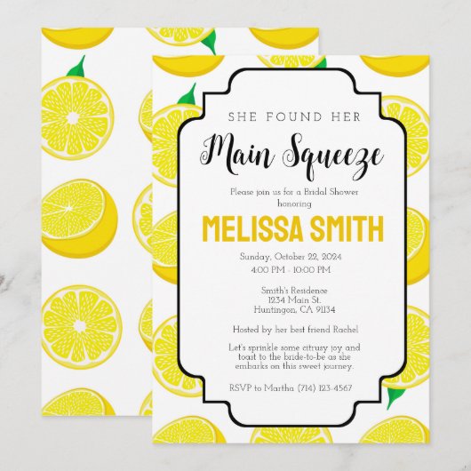 Main Squeeze Bridal Shower Invitation Sjabloon Kaart (Voorkant / Achterkant)