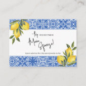 Main Squeeze Citroen Blauwe Tegel Bruiloft Douche  Informatiekaartje (Voorkant)