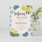 Main Squeeze Citroen Blauwe Tegels Citrus Vrijgeze Kaart (Staand voorkant)