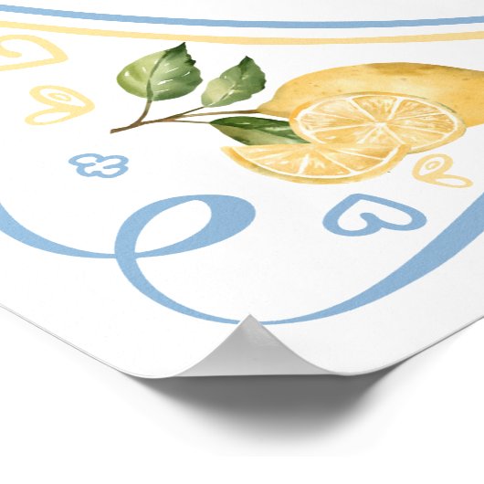 Main Squeeze Citroen Bloemige Bruiloft Welkom Poster (Hoek)