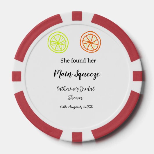 Main Squeeze citroen bruiloftsfeest naam toevoegen Poker Chips (Voorkant)