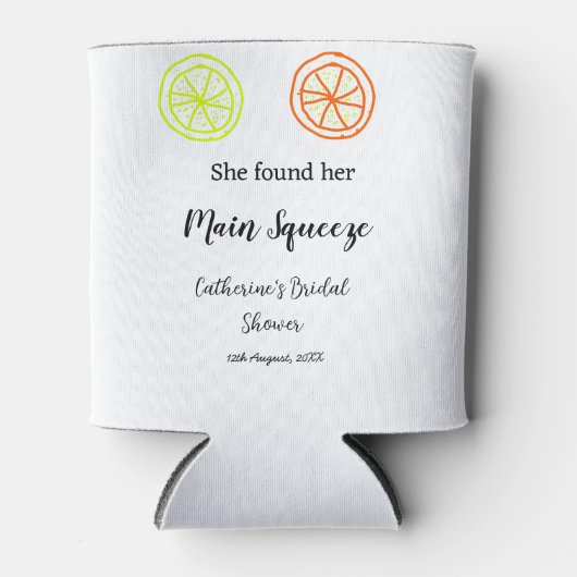 Main Squeeze citroen citrus bruiloft naam toevoege Blikjeskoeler (Voorkant)