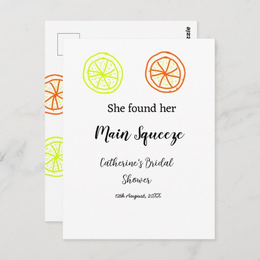 Main Squeeze citroen citrus bruiloft naam toevoege Briefkaart (Voorkant / Achterkant)