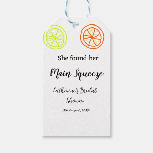 Main Squeeze citroen citrus bruiloft naam toevoege Cadeaulabel (Voorkant)