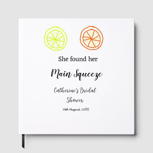 Main Squeeze citroen citrus bruiloft naam toevoege Gastenboek (Voorkant)