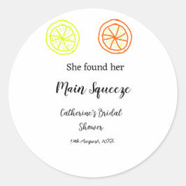 Main Squeeze citroen citrus bruiloft naam toevoege Ronde Sticker