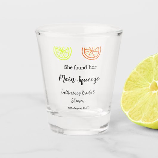 Main Squeeze citroen citrus bruiloft naam toevoege Shot Glas (Voorkant)