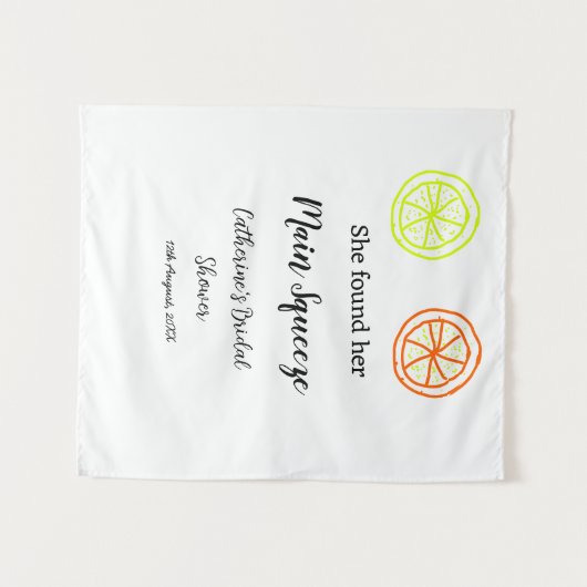 Main Squeeze citroen citrus bruiloft naam toevoege Wandkleed (Voorkant (horizontaal))