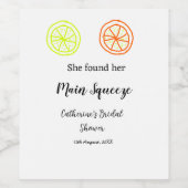 Main Squeeze citroen citrus bruiloft naam toevoege Wijn Etiket (Enkel label)