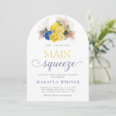 Main Squeeze Citroen Mediterrane Bruiloftsborrel Kaart (Staand voorkant)
