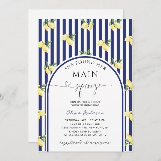 Main Squeeze Citroen Vrijgezellenfeest QR Code Kaart (Voorkant / Achterkant)