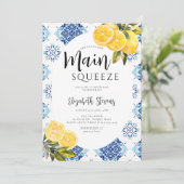 Main Squeeze Citroenblauw Tegels Bright Vrijgezell Kaart (Staand voorkant)