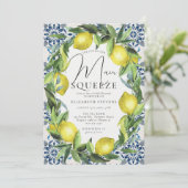 Main Squeeze Citroenblauw Tegels Modern Vrijgezell Kaart (Staand voorkant)