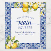 Main Squeeze Citroenen & Blauw Mediterraan Wijn Etiket (Enkel label)