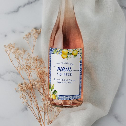 Main Squeeze Citroenen & Blauw Mediterraan Wijn Etiket