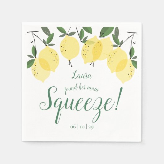 Main Squeeze Citroenen Bruiloftsontvangst  Servet (Voorkant)