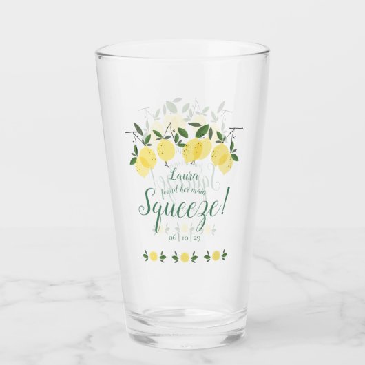 Main Squeeze Citroenen Groene Bruiloft Feest Glas (Voorkant)