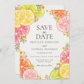Main Squeeze Citrus Bloemen Zomer Save the Date Kaart (Voorkant / Achterkant)