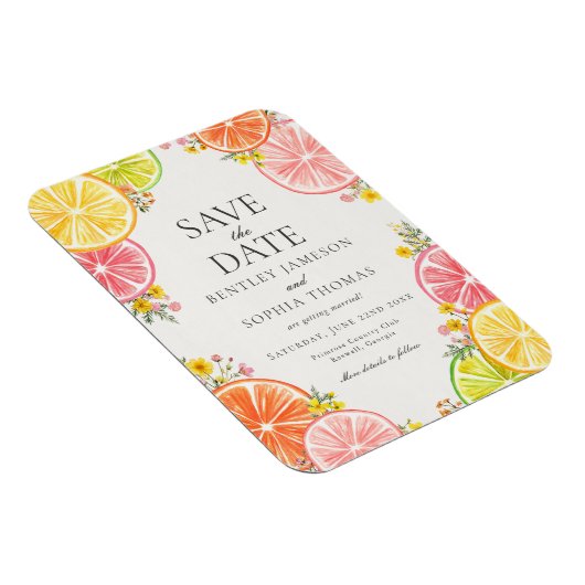 Main Squeeze Citrus Bloemen Zomer Save the Date Magneet (Rechterzijde)