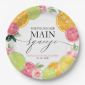 Main Squeeze Citrus Bloemige Bruiloftsdouche Papieren Bordje (Voorkant)