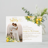 Main Squeeze Citrus Boho Vrijgezellenfeest Foto Folie Uitnodiging (Staand Voorkant)