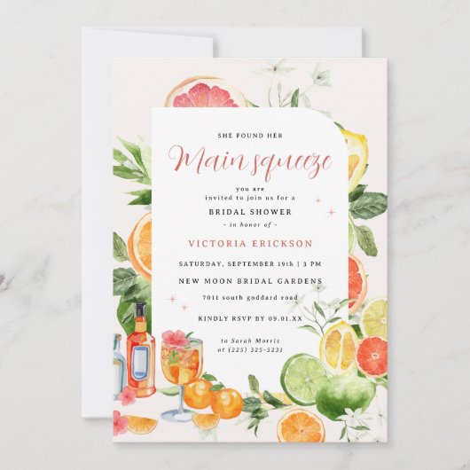 Main Squeeze Citrus Bridal Shower Invitation Kaart