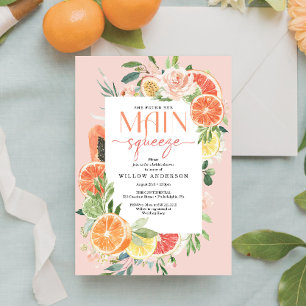 Main Squeeze Citrus Bridal Shower Invitation Kaart
