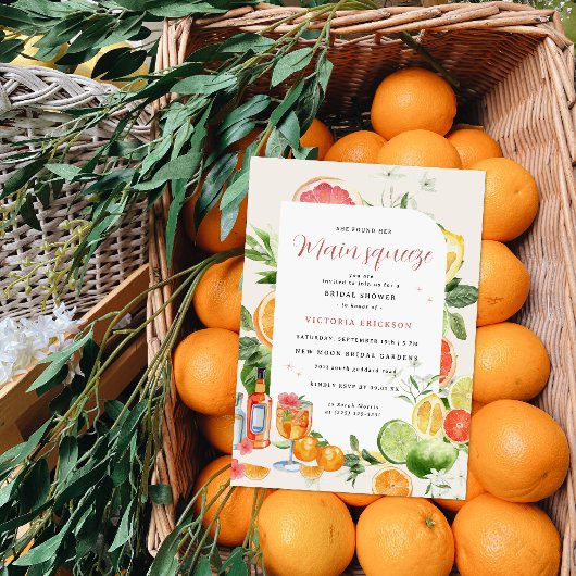 Main Squeeze Citrus Bridal Shower Invitation Kaart