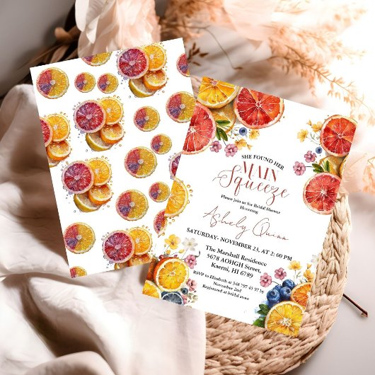 Main Squeeze Citrus Bridal Shower Invitation Kaart