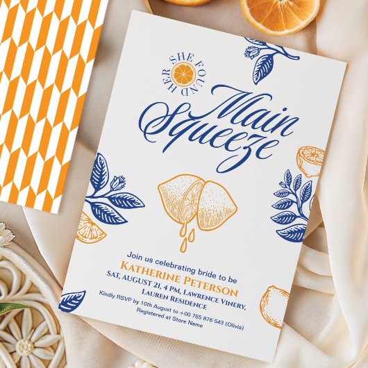 Main Squeeze Citrus Bridal Shower Lemon Bright Kaart