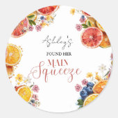 Main Squeeze Citrus Bruiloft Feestje  Ronde Sticker (Voorkant)